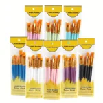 10-Pieces: Artist Paintbrush Nylon Round Pointed Flat Head Set - Image 13
