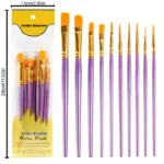 10-Pieces: Artist Paintbrush Nylon Round Pointed Flat Head Set - Image 12