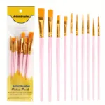 10-Pieces: Artist Paintbrush Nylon Round Pointed Flat Head Set - Image 4