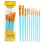 10-Pieces: Artist Paintbrush Nylon Round Pointed Flat Head Set - Image 8