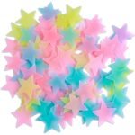 100-Pieces: Colorful Luminous Stars Plastic Wall Sticker