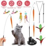 2 Cat Wand Toys with Suction Cup Double Head Interactive Cat Feather Toy - Image 5