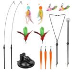 2 Cat Wand Toys with Suction Cup Double Head Interactive Cat Feather Toy - Image 3