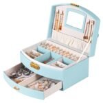 2-Layer Lockable Leather Jewelry Box