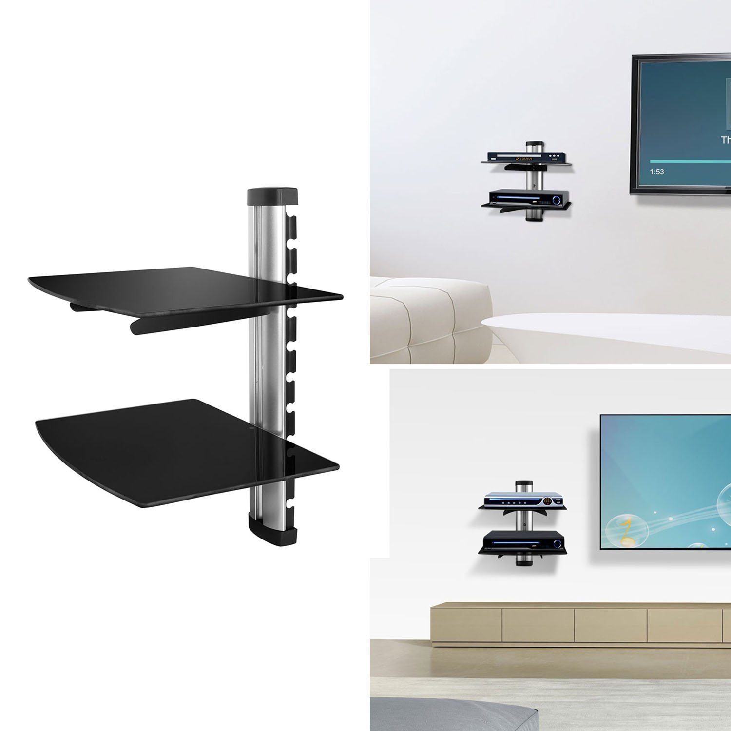 2 Tier Dual Glass Shelf Wall Mount - Image 18
