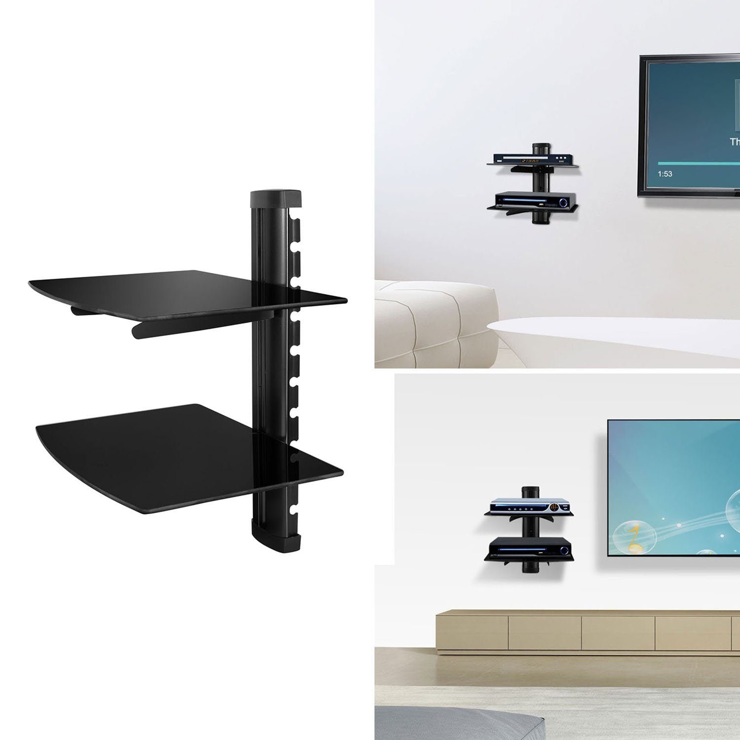 2 Tier Dual Glass Shelf Wall Mount - Image 8