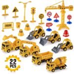 22-Piece: Construction Trucks Toy Set Toys for Kids