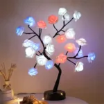 24 LED RGB 16 Colors Rose Tree Night Light Battery And USB Plug Operated Rose Flower Fairy Lights Remote Control - Image 2