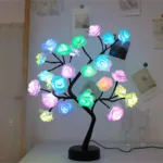 24 LED RGB 16 Colors Rose Tree Night Light Battery And USB Plug Operated Rose Flower Fairy Lights Remote Control - Image 4