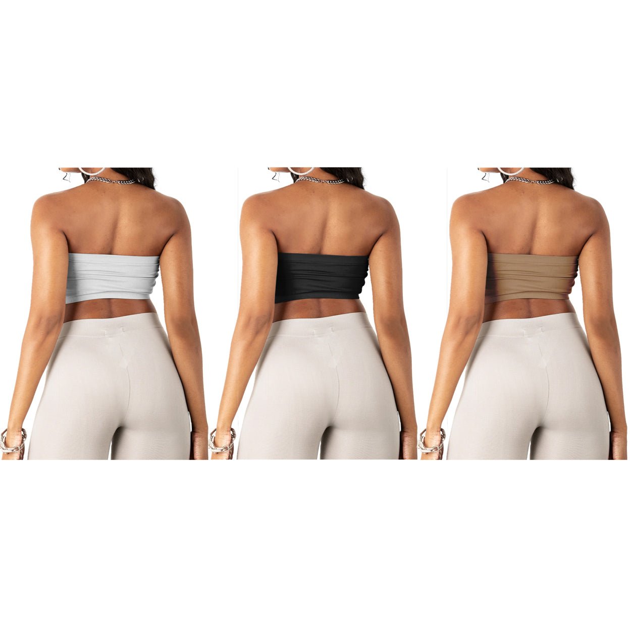 3-Pack: Women's Seamless Strapless Bandeau Crop Tube Top Bra Bralettes - Image 3