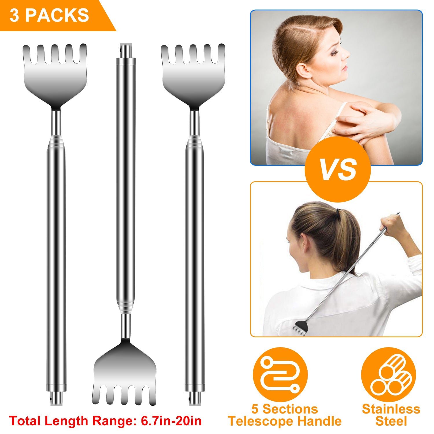 3-Piece: 20" Telescopic Back Scratcher - Image 9