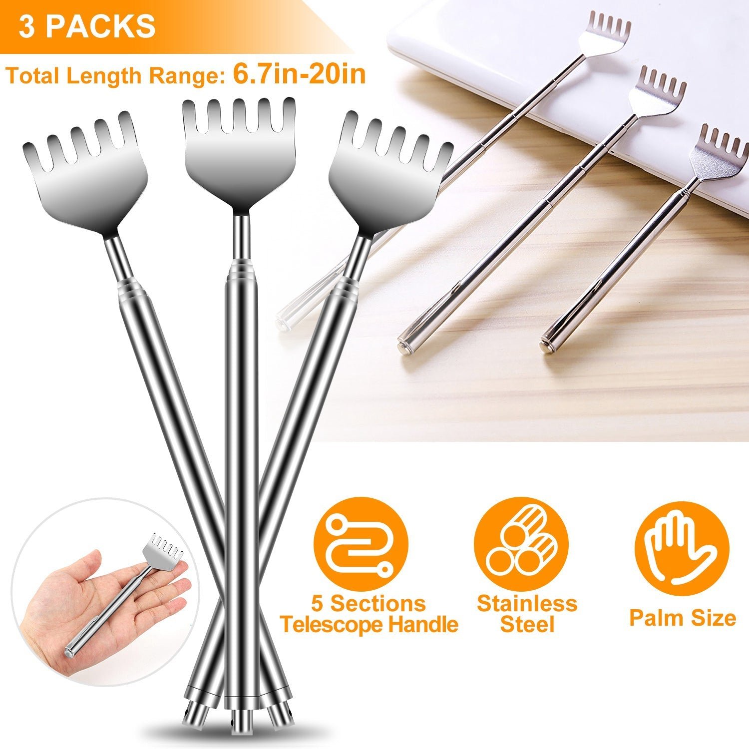 3-Piece: 20" Telescopic Back Scratcher - Image 5
