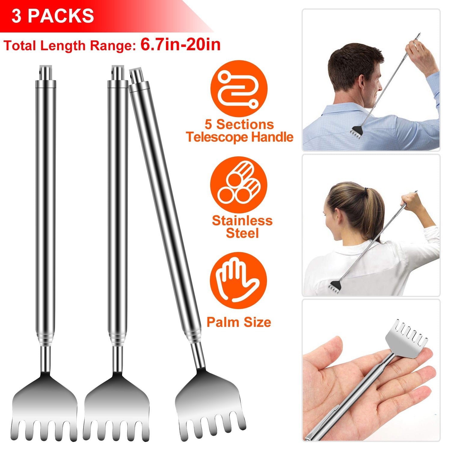 3-Piece: 20" Telescopic Back Scratcher - Image 7