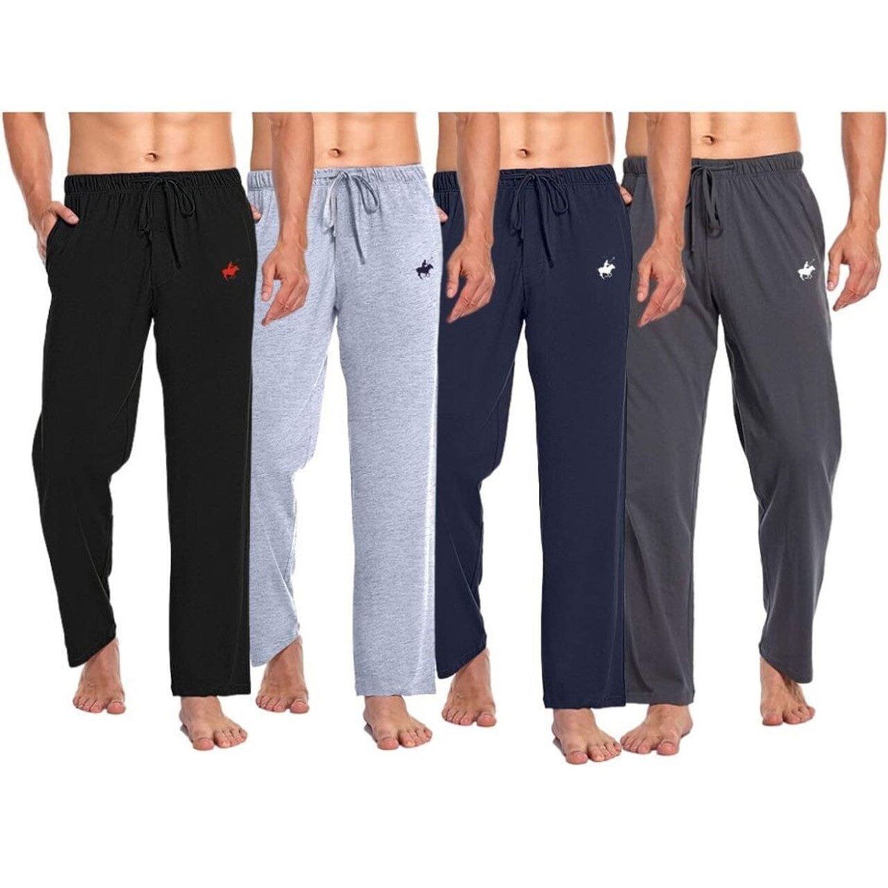 4-Pack: Pacific Polo Club Men's Cotton Lounge Pants with Pockets