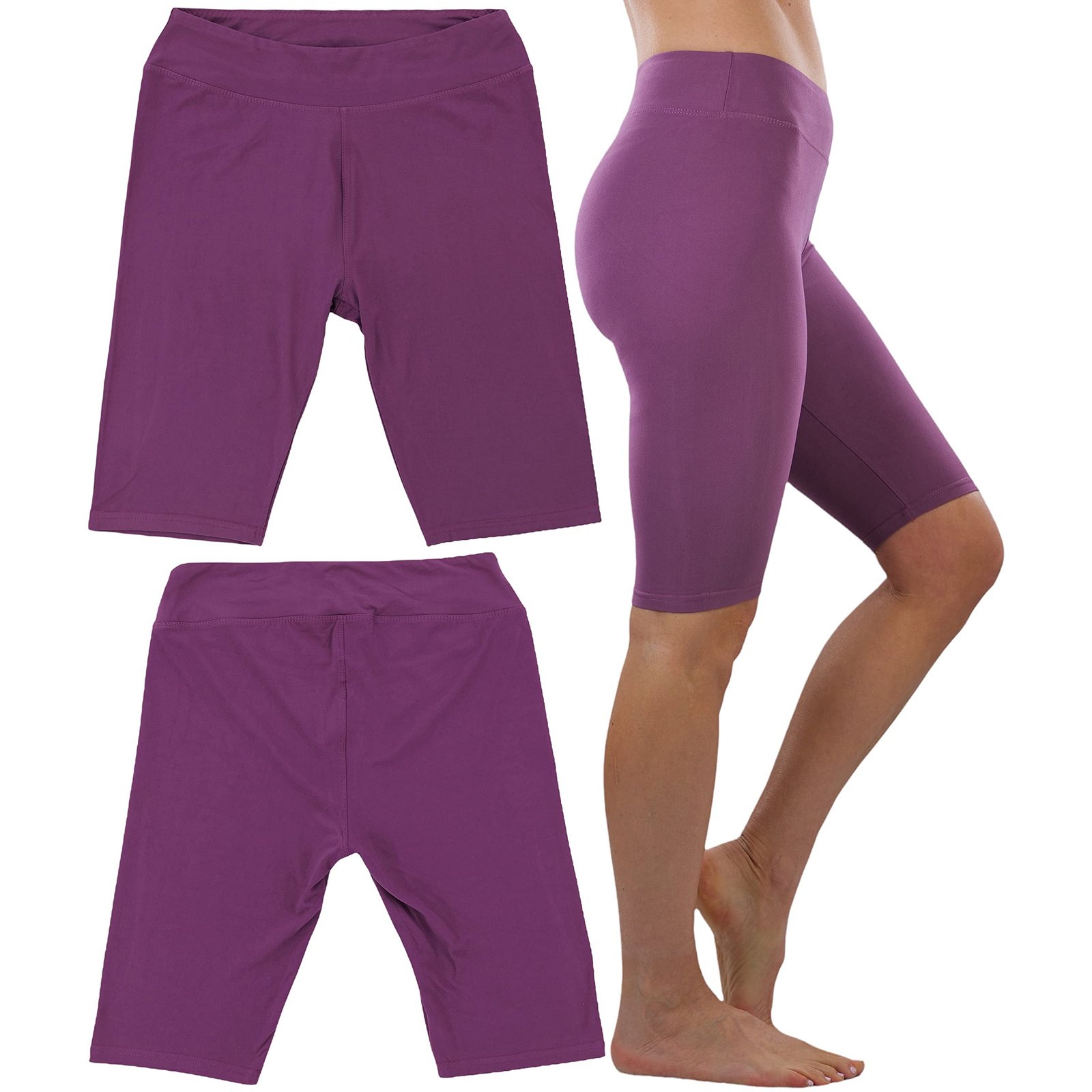 4-Pack: ToBeInStyle Women's Knee Length High Waisted Stretchy Microfiber Leggings - Image 3