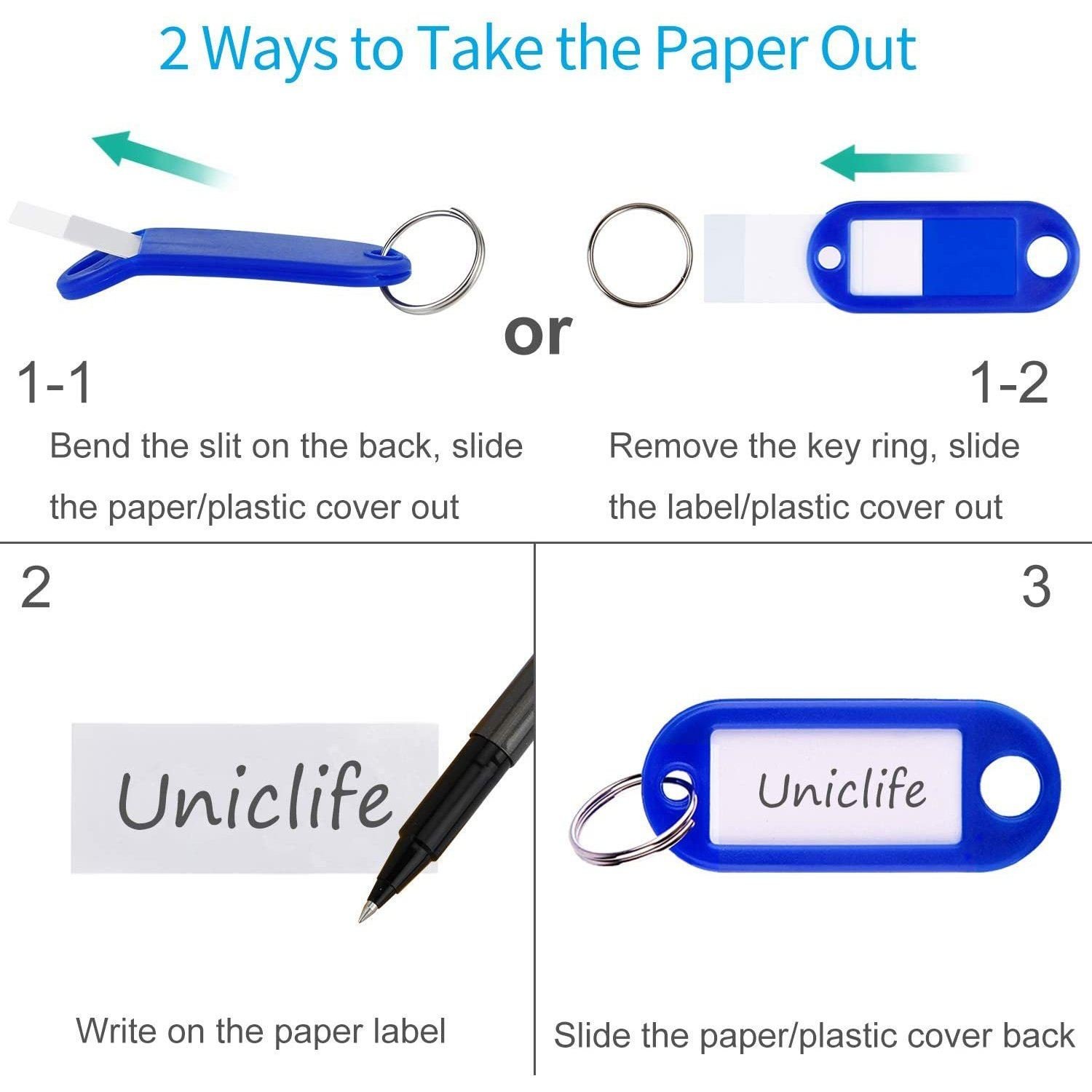 40-Pack: Uniclife Tough Plastic Key Tags with Split Ring Label Window - Image 8