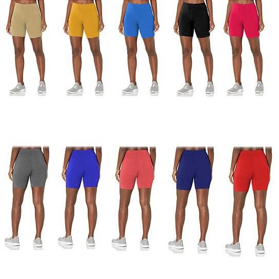 5-Pack: Women's Solid Slim Fit Comfy Stretchy Elastic Waistband Biker Shorts - Image 3