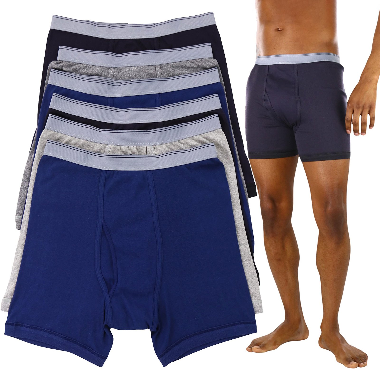 6-Pack: ToBeInStyle Men's Thick Waistband 3 Colored Boxer Briefs - Image 4