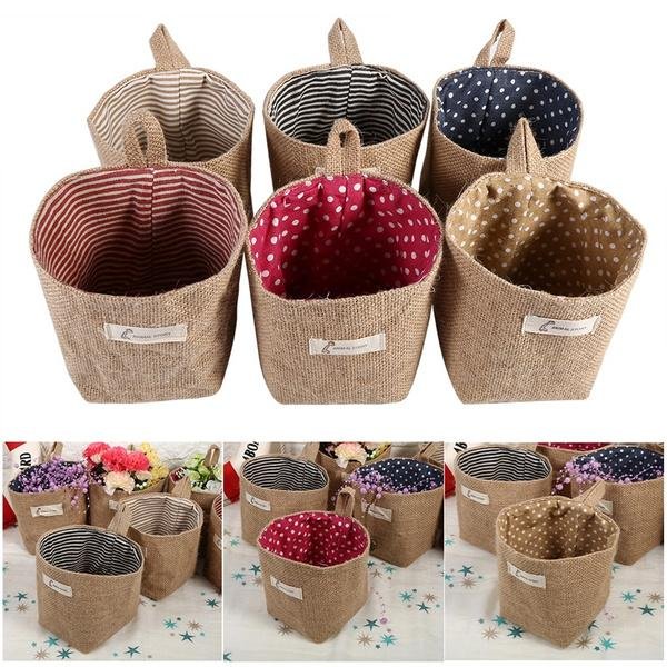Cotton Linen Hanging Bag Home Gadget Storage Organizer
