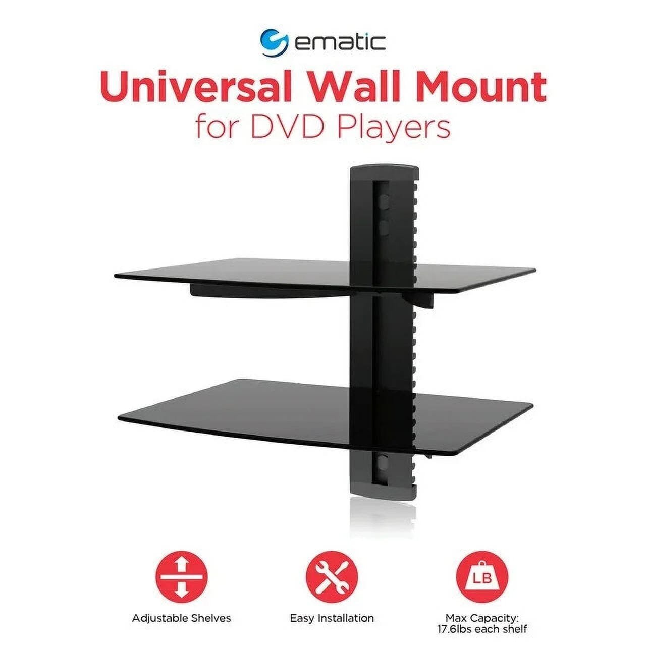 Ematic EMD212 Adjustable 2 Shelf for DVD Player, Cable Box, with HDMI Cable - Image 7