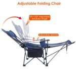 Foldable Camping Chair Heavy Duty Steel Lawn Chair with Reclining Backrest Angle - Image 4