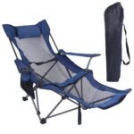 Foldable Camping Chair Heavy Duty Steel Lawn Chair with Reclining Backrest Angle