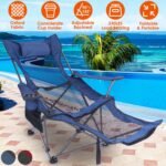 Foldable Camping Chair Heavy Duty Steel Lawn Chair with Reclining Backrest Angle - Image 10