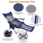 Foldable Camping Chair Heavy Duty Steel Lawn Chair with Reclining Backrest Angle - Image 5