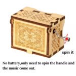 Hand Crank Vintage Wood Carved Sunshine Musical Box - Image 9