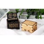 Hand Crank Vintage Wood Carved Sunshine Musical Box - Image 4