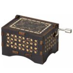 Hand Crank Vintage Wood Carved Sunshine Musical Box - Image 2