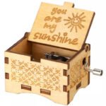 Hand Crank Vintage Wood Carved Sunshine Musical Box - Image 5