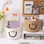 Happy Face Woven Storage Basket - Image 11