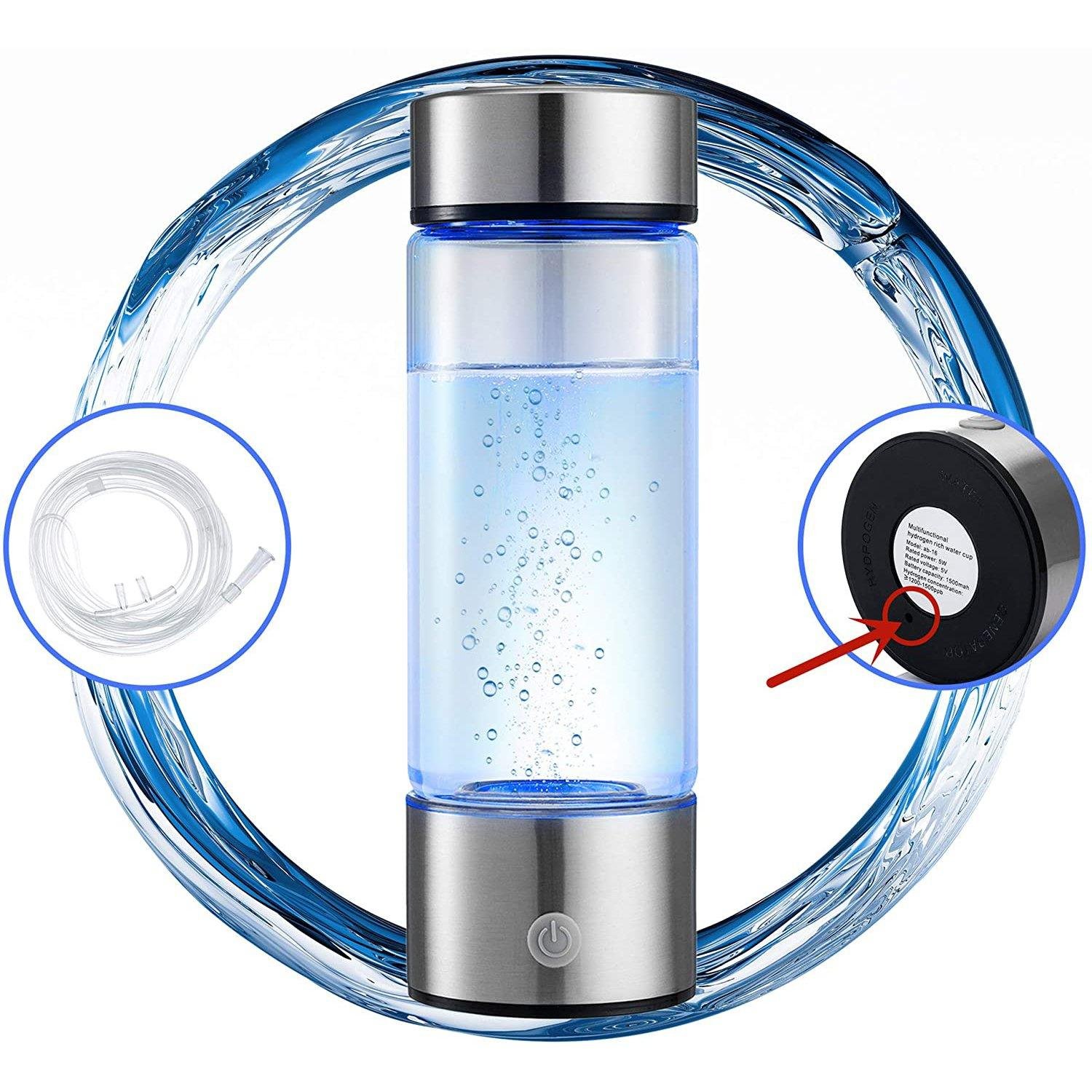 Hydrogen Water Bottle Generator with Inhaler Adapter