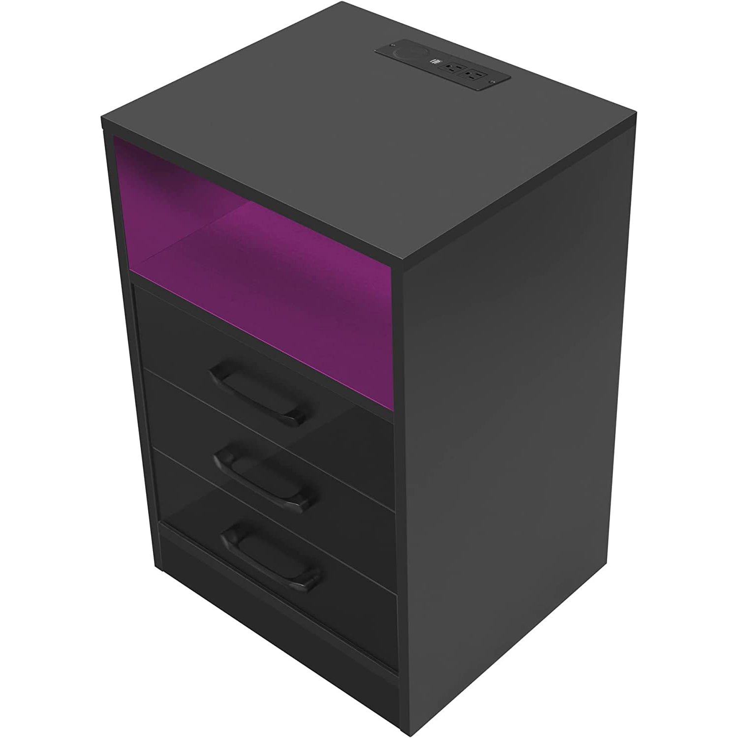 Nightstand with 3 Drawers, Cabinet and USB Charging Ports - Image 5