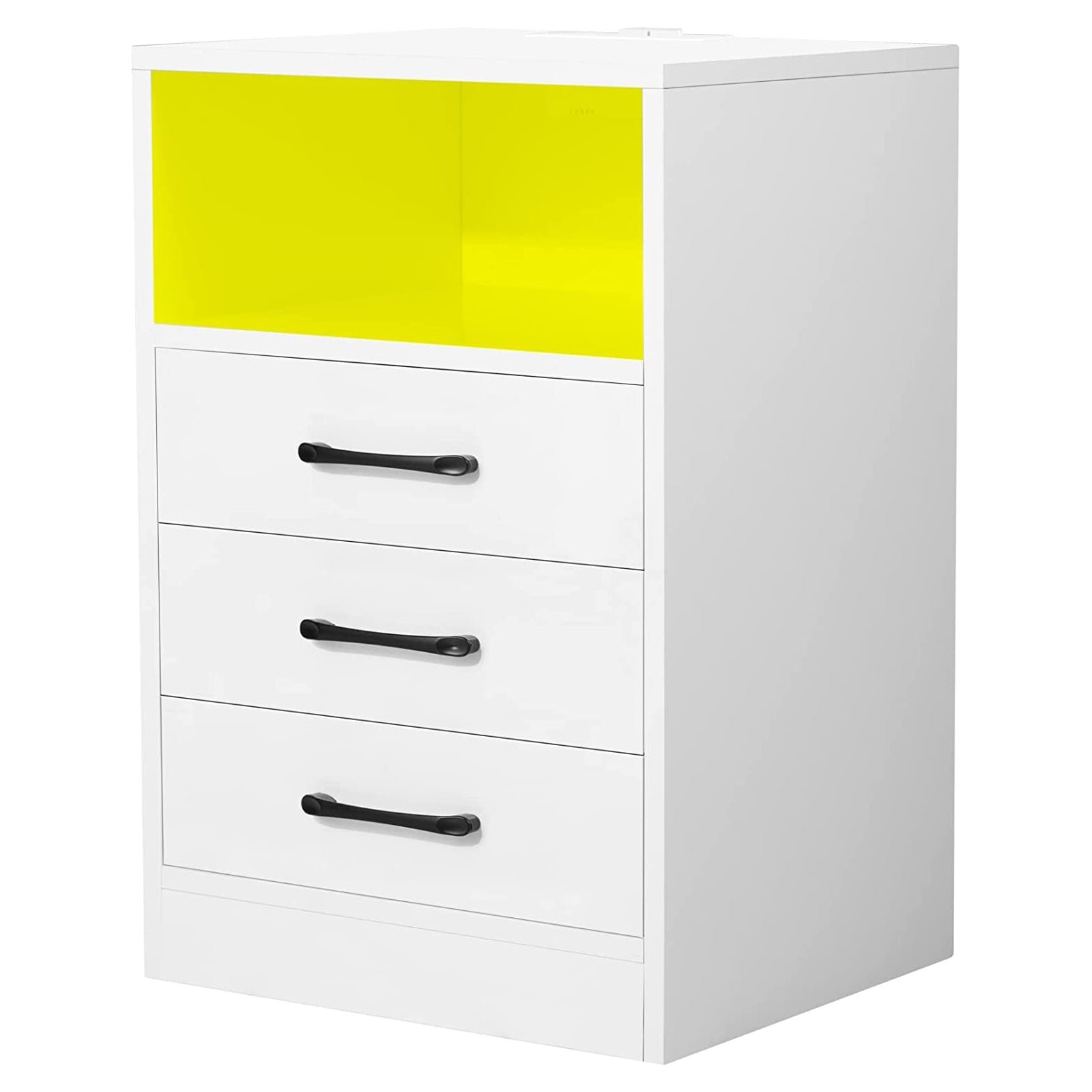 Nightstand with 3 Drawers, Cabinet and USB Charging Ports - Image 3