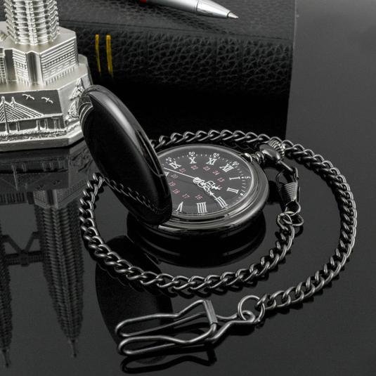 Retro Smooth Men Pocket Watch with Chain - Image 4