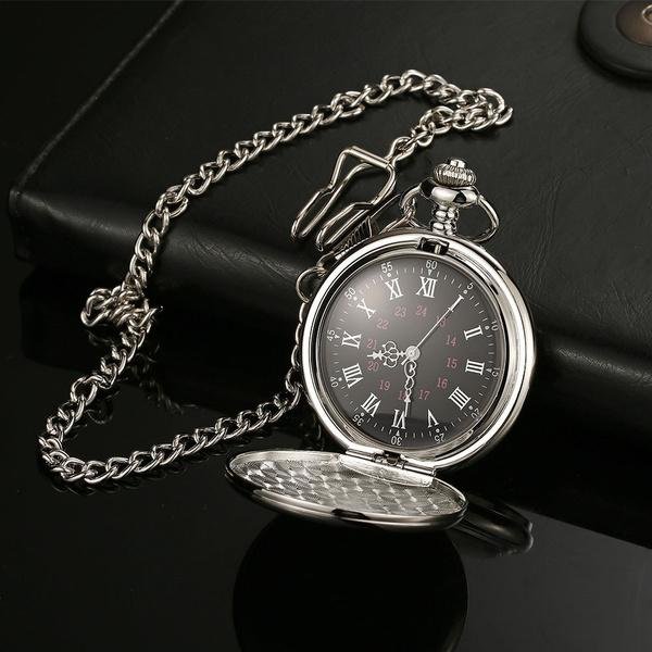 Retro Smooth Men Pocket Watch with Chain - Image 6