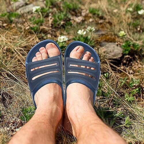 Roxoni Men Sandals Shower Slides for Men Open Toe Slip-On Men Slippers - Image 15