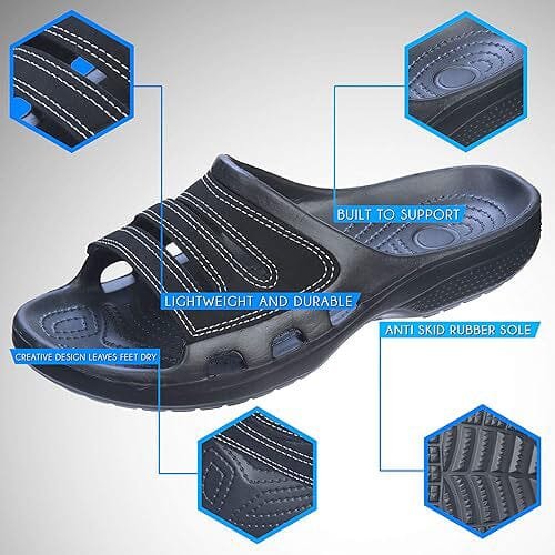 Roxoni Men Sandals Shower Slides for Men Open Toe Slip-On Men Slippers - Image 13