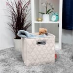 Set of 2: 11-13" Foldable Diamond Patterned Faux Leather Storage Cube Bins - Image 12