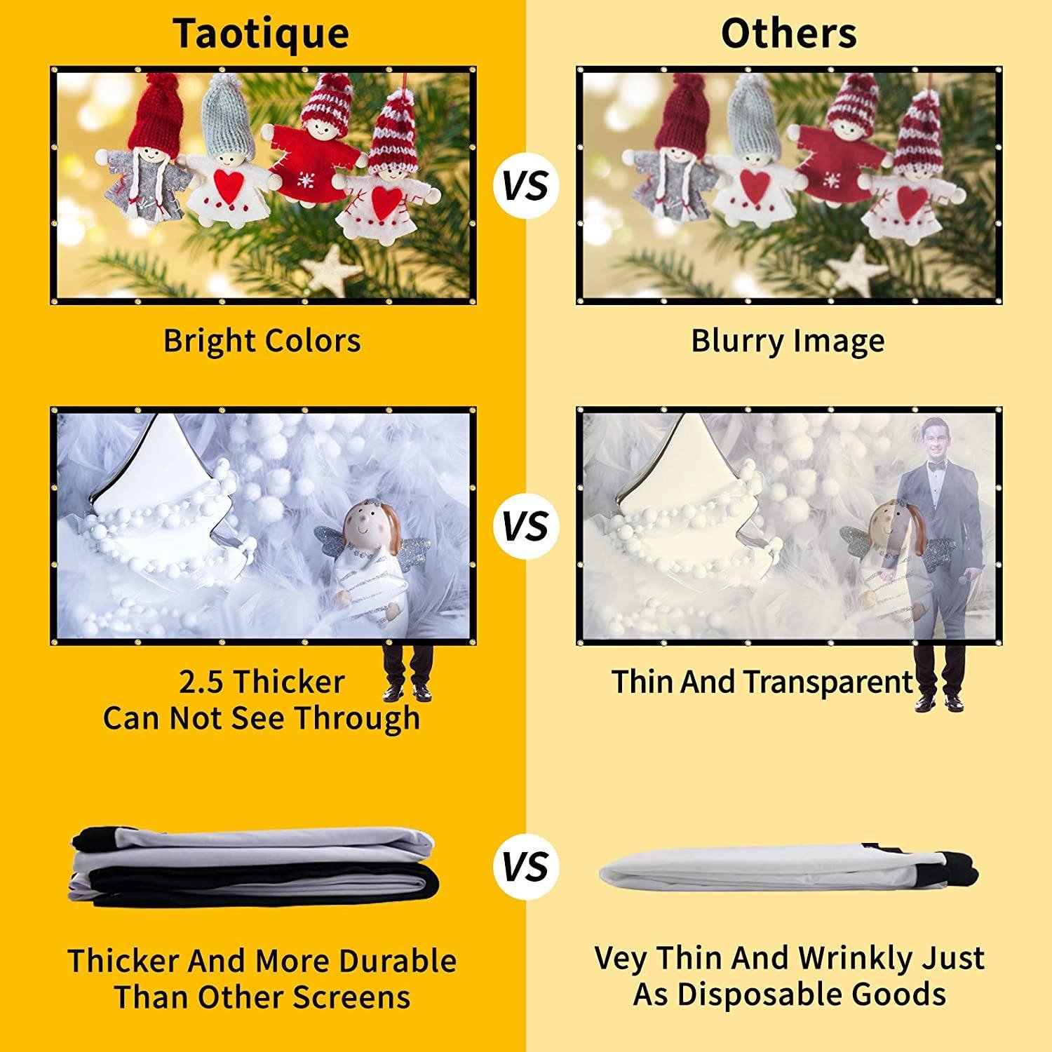 Taotique 4K Movie Projector Screen 16:9 HD Foldable and Portable - Image 2