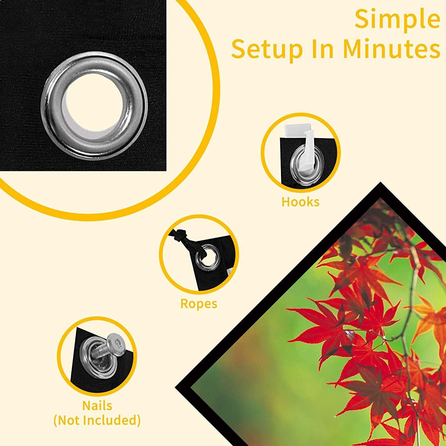 Taotique 4K Movie Projector Screen 16:9 HD Foldable and Portable - Image 3