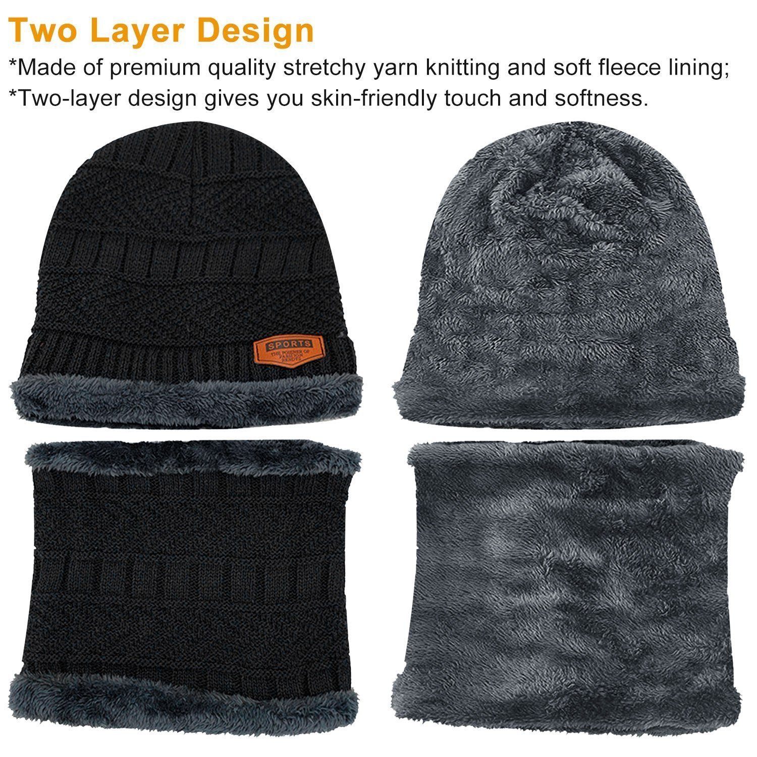 Unisex Winter Beanie Hat Scarf Set - Image 10