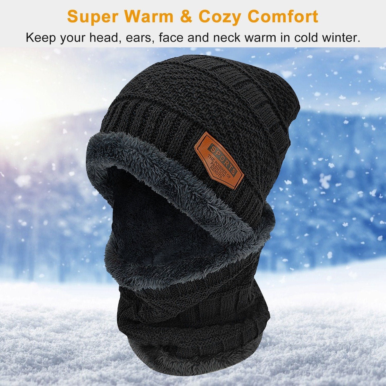 Unisex Winter Beanie Hat Scarf Set - Image 11