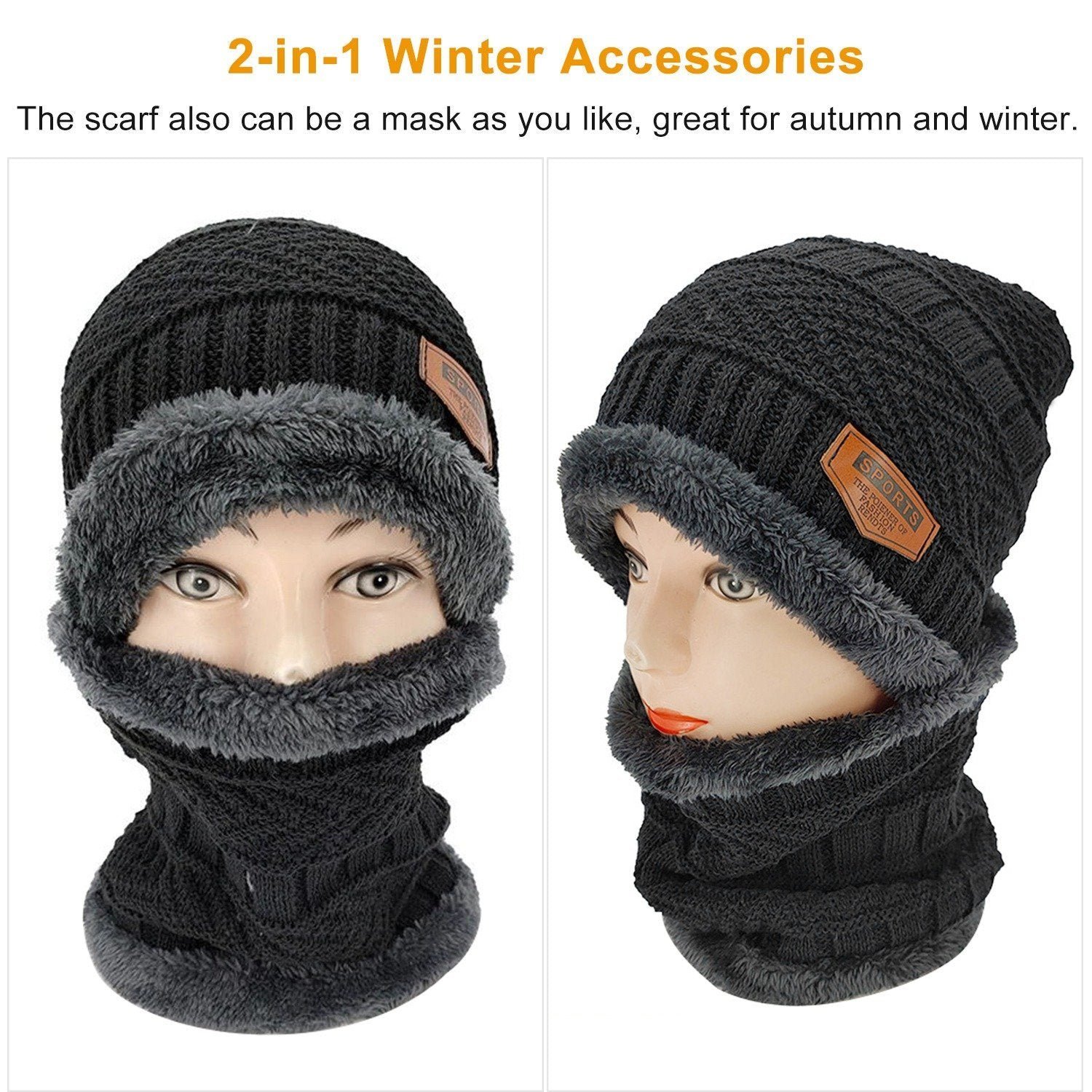 Unisex Winter Beanie Hat Scarf Set - Image 9