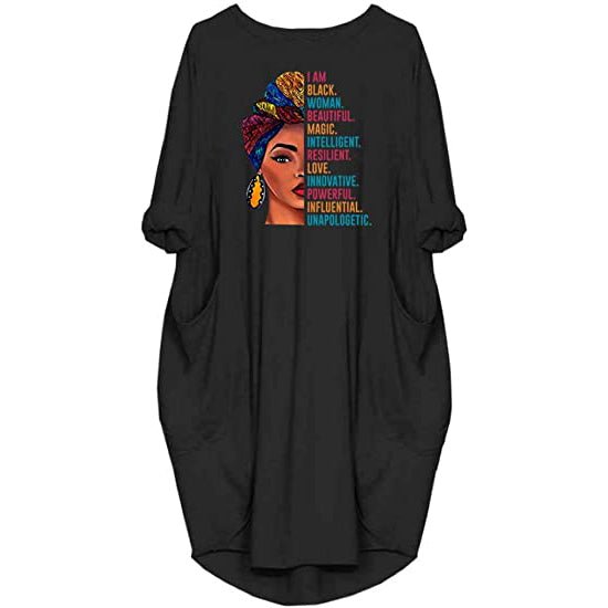 Woman's Long Sleeve Loose Pocket Oversize Tunic Dress