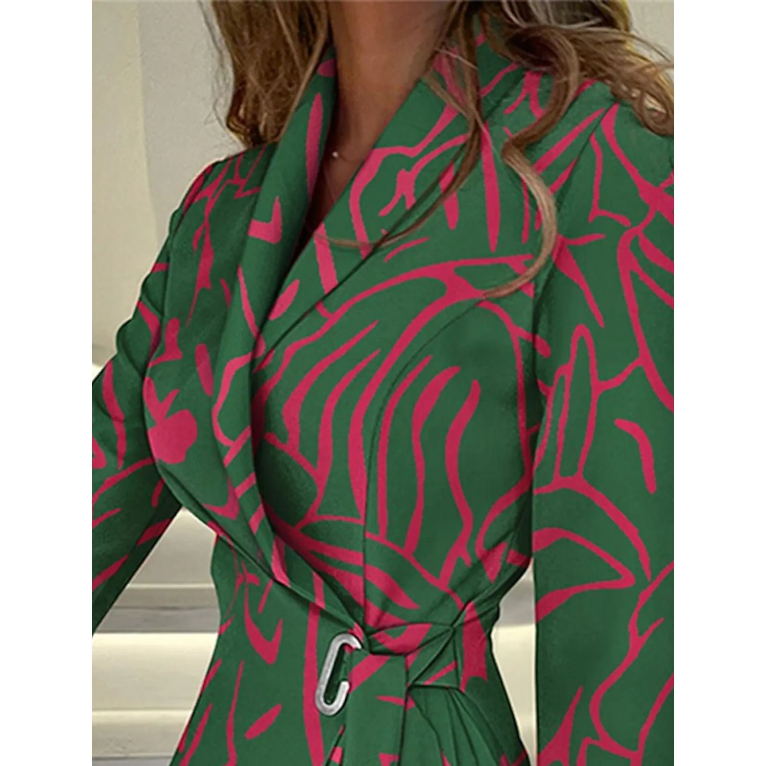 Women's Blazer Dress A Line Dress Knee Length Ruched Print Dress - Image 5