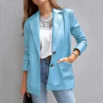 Women's Blazer Warm Breathable Outdoor Office Street Pocket Single Breasted Turndown - Image 5