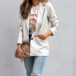 Women's Blazer Warm Breathable Outdoor Office Street Pocket Single Breasted Turndown - Image 17